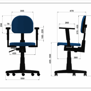 Cadeira Secretaria Back System Com Braço - Cor Preto - Image 4